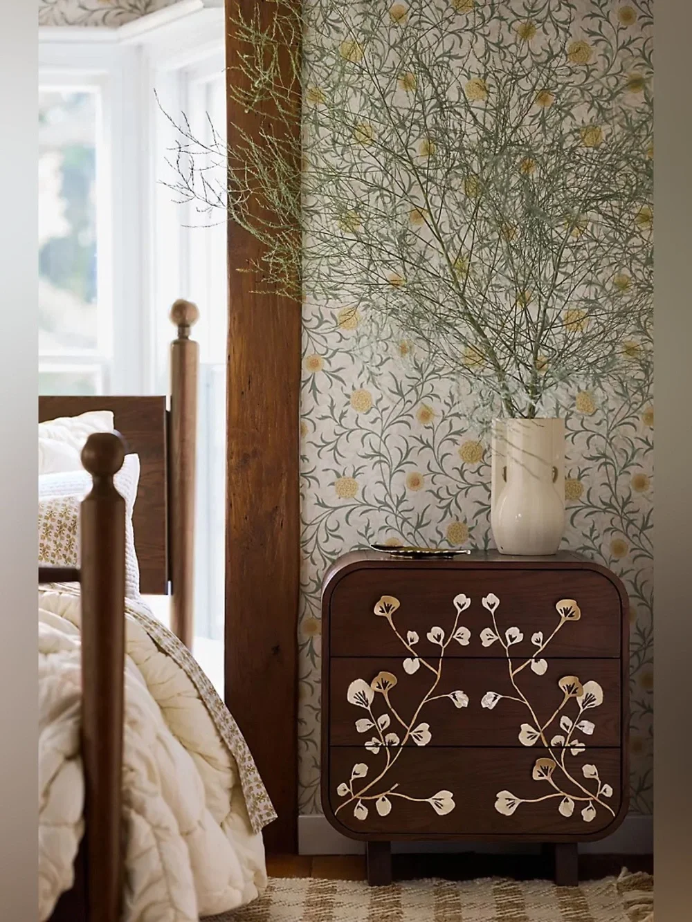 New Anthropologie Morris & Co. Scroll Leaves & Trees Thyme Pear Wallpaper